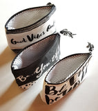 Inspirational Makeup Bags - Black & White With Tassels