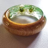 Flower Resin Bracelet, Style #8: White Daisies with a Wood Accent