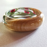 Flower Resin Bracelet, Style #2: Red Flowers and Wood Accent