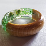 Flower Resin Bracelet, Style #8: White Daisies with a Wood Accent