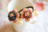 Flower & Pearl Hair Tie Bands, 2-Piece Pack