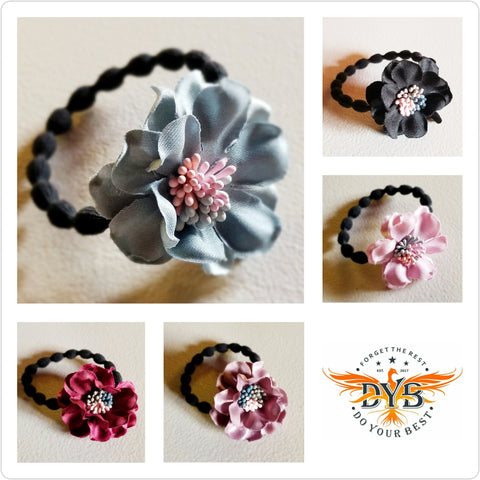 Flower Hair Ties, 5-Color Variety Pack