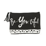 Inspirational Makeup Bags - Black & White With Tassels