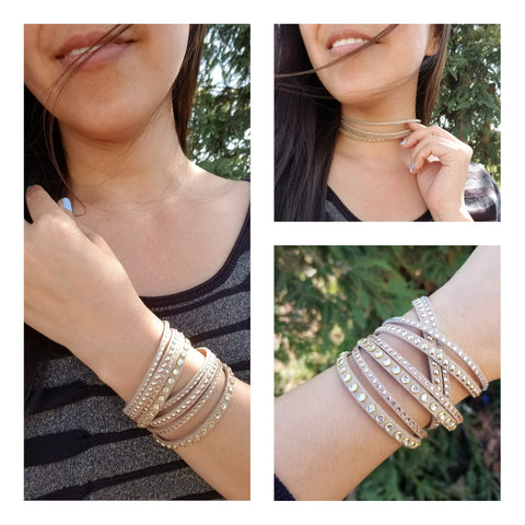 2-in-1 Studded Wrap Bracelet or Choker