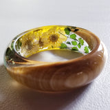 Resin Bangle Bracelets With Real Flowers