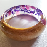 Flower Resin Bracelet, Style #1: Pink and Purple Petals with a Wood Accent