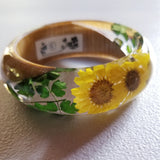 Flower Resin Bracelet, Style #3: Yellow Daisies and a Wood Accent