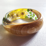 Flower Resin Bracelet, Style #3: Yellow Daisies and a Wood Accent
