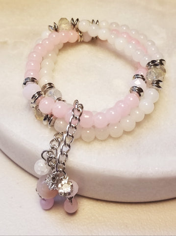 Bead Bracelet - Pastel Pink & Pearl
