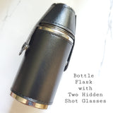Bottle Flask with Two Hidden Shot Glasses