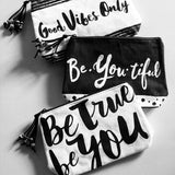 Inspirational Makeup Bags - Black & White With Tassels