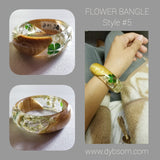 Flower Resin Bracelet, Style #5: Four-Leaf Clover and Wood Accents